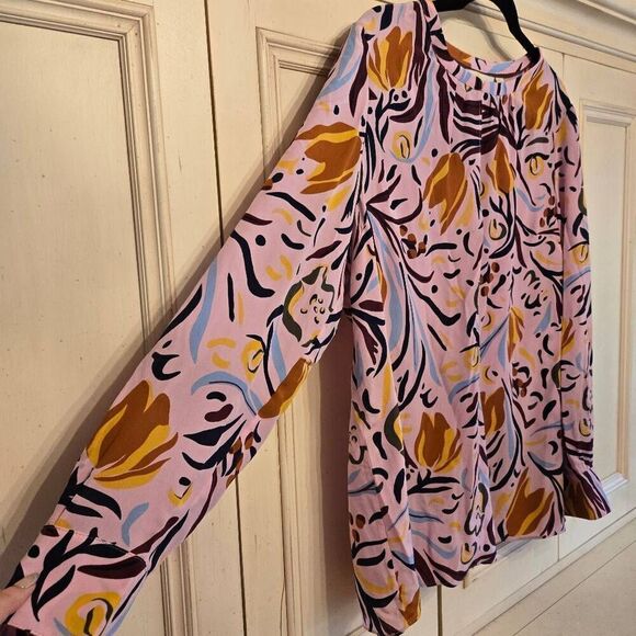 Boden Silk Blouse Pink Print 16 - Picture 3 of 10